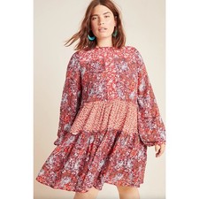 ANTHROPOLOGIE x MAEVE Esther Tiered Tunic Dress Red {W18}