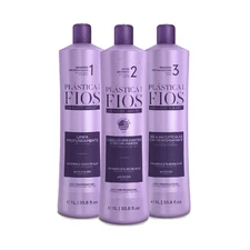Plastica Dos Fios Keratin Hair Treatment, 33 oz, 3 Piece Set, US Original