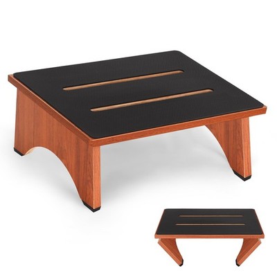 Step Stool Foldable, Wooden Step Stool with Non-Slip Rubber Stepping Platform...