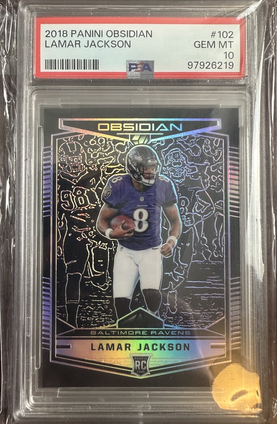 2018 Panini Obsidian Lamar Jackson /100 PSA 10 RC RAVENS