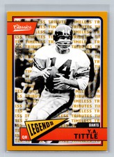 2018 Panini Classics #183 Y.A. Tittle Timeless Tributes Gold #/99