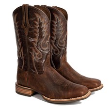 PLT203608 Women's Western Cowgirl Boots - Full Grain Leather, Square Toe