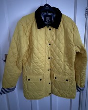 Urban Diva Womens Quilted Jacket XL Mustard Yellow Black Cord Collar Stripe Line