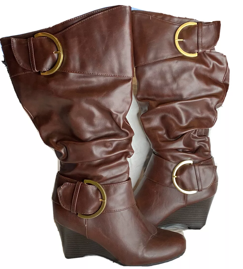 wide calf brown dress boots