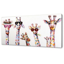 Funky Giraffes Canvas Print Picture Wall Art Home Decor Handmade Wall Hanging