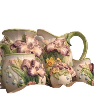 Fitz & Floyd Floral Iris Tea Set 1994 Vintage