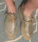 Authentic Tory Burch Blanton Boat Shoes Womens Sz 9 Metallic Silvery — photo 2