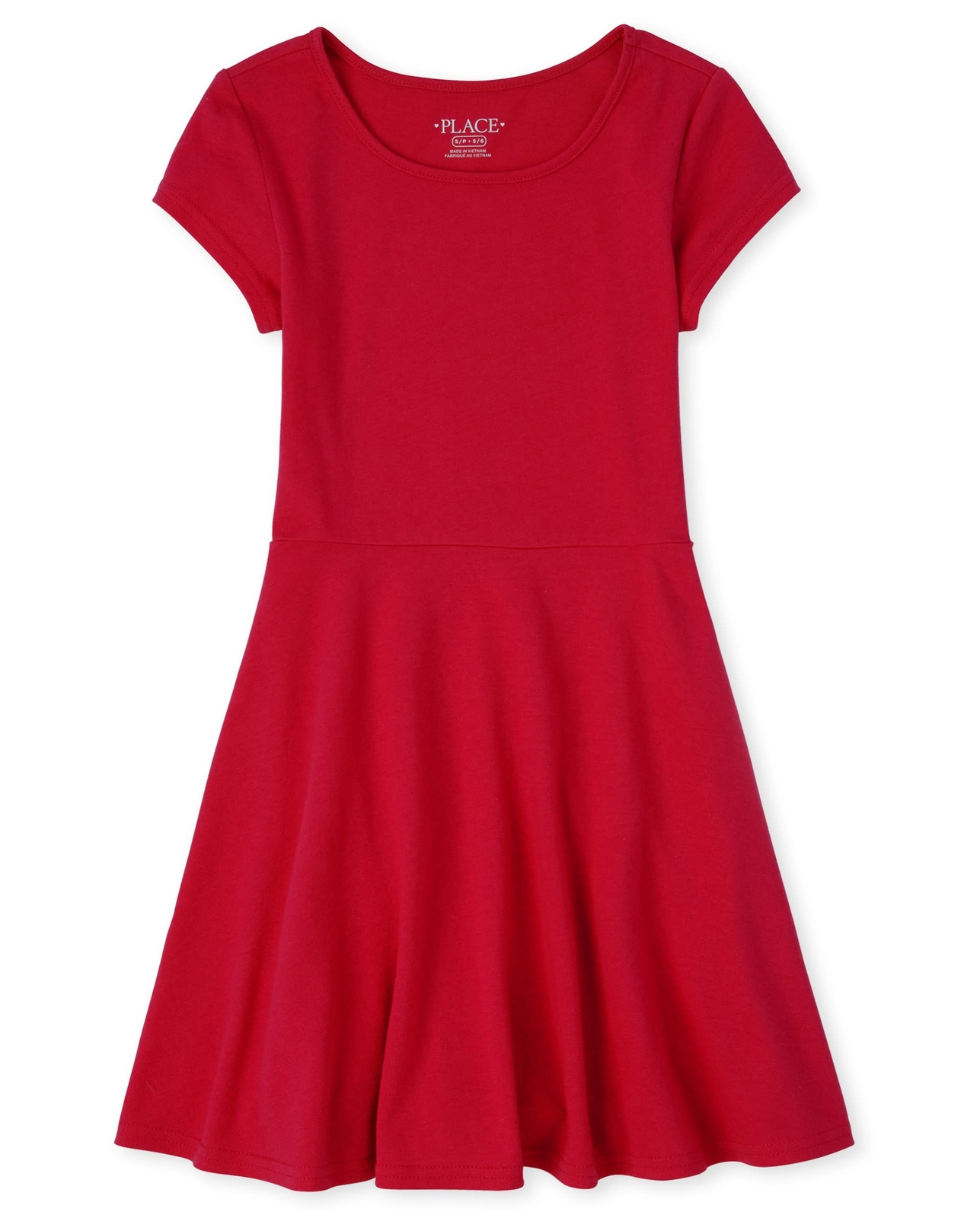 Girls Short Sleeve Basic Skater Dress Ruby Single Medium