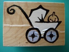 Baby Carriage w/Baby ALL NIGHT MEDIA Rubber Stamp - Michel  Company Design