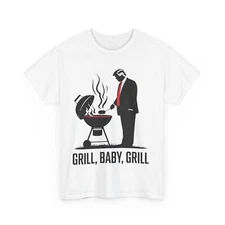Grill Baby Grill T-Shirt, Trump Silhouette 4th of July BBQ Funny Shirt