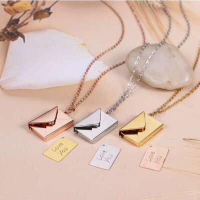 Love You Letter Envelope Pendant Necklace for Women Lover with Luxury Gift Box