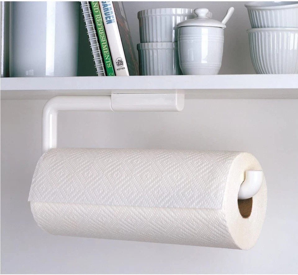 Organizador de rollos de papel metálico montado en la pared de plástico Idesign para cocina Foto 3 de 4