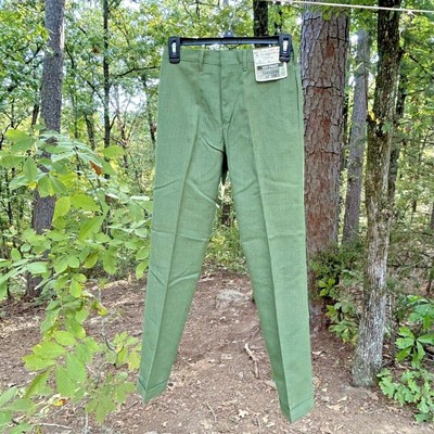 Vintage Lee Leesures Permanent Press Slacks NOS Lee-Prest Made USA Green 27x29