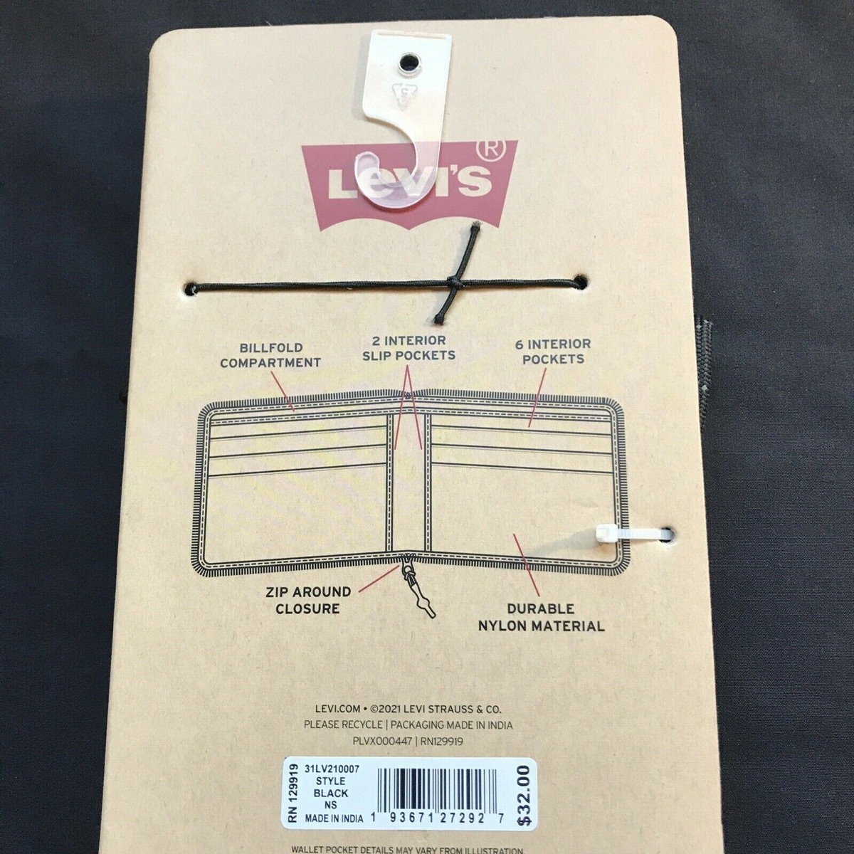 Levi's Neck Wallet Zip Around Black Lanyard New MSRP32 | eBay