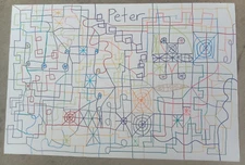 Original Abstract Impressionism 24 by 36 inch Watercolor Paper Acrylic Marker