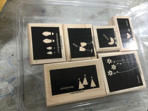Stampin Up 2006 In Any Event 6 Wood Mounted Rubber Stamp Set Retired ...