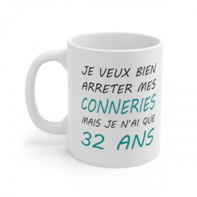 Mug Anniversaire "32 Ans" - Tasse Cadeau Originale Pour Homme Ou Femme - Neuf