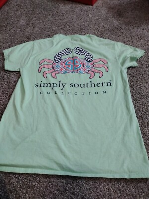 #ad Small Simply Southern Green Tshirt With Crab $3.50