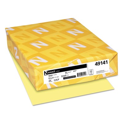 Wausau paper index card stock, 90 lb, letter, pastel canary, 250 sheets per pack (49141) (759598481417)