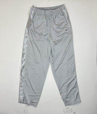Vintage Nike Track Pants Mens XXL Gray Snap Off Button Swoosh Y2K