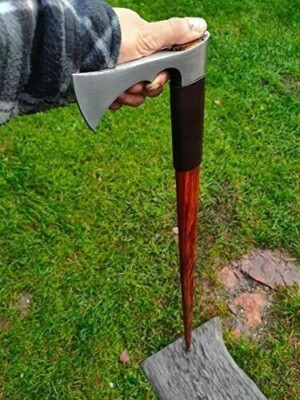 Walking Stick AXE | ROSE Wood Handle, Hiking, Best Gift For Grand Parents