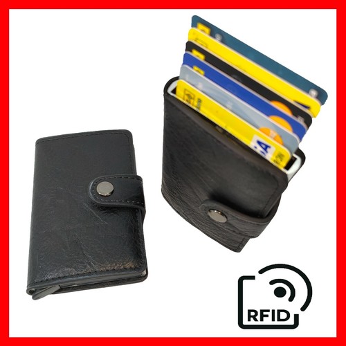 ✓ Porta Carte di Credito RFID Bancomat Pelle NERO MINI Portafoglio Uomo Con  Clip | eBay