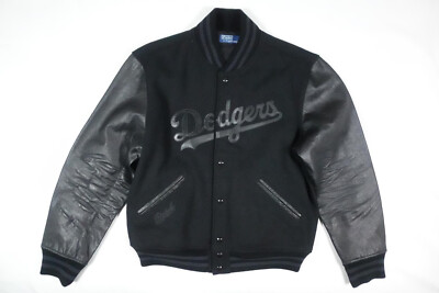 Polo Ralph Lauren Jacket Bomber Leather LA Dodgers MLB Black Ltd
