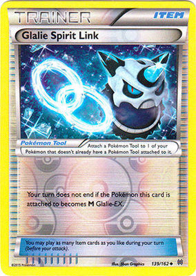 1x Glalie Spirit Link reverse foil Breakthrough 139/162 Pokemon TCG Card Trainer