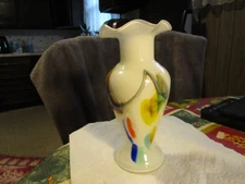 VINTAGE~ ART DECO MULTI COLOR GLASS FLOWER VASE ~AMAZING+GORGEOUS