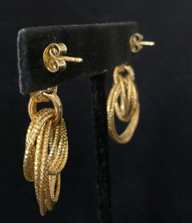 Multiple Hoops Dangle Post Earrings, 925 Silver G… - image 4