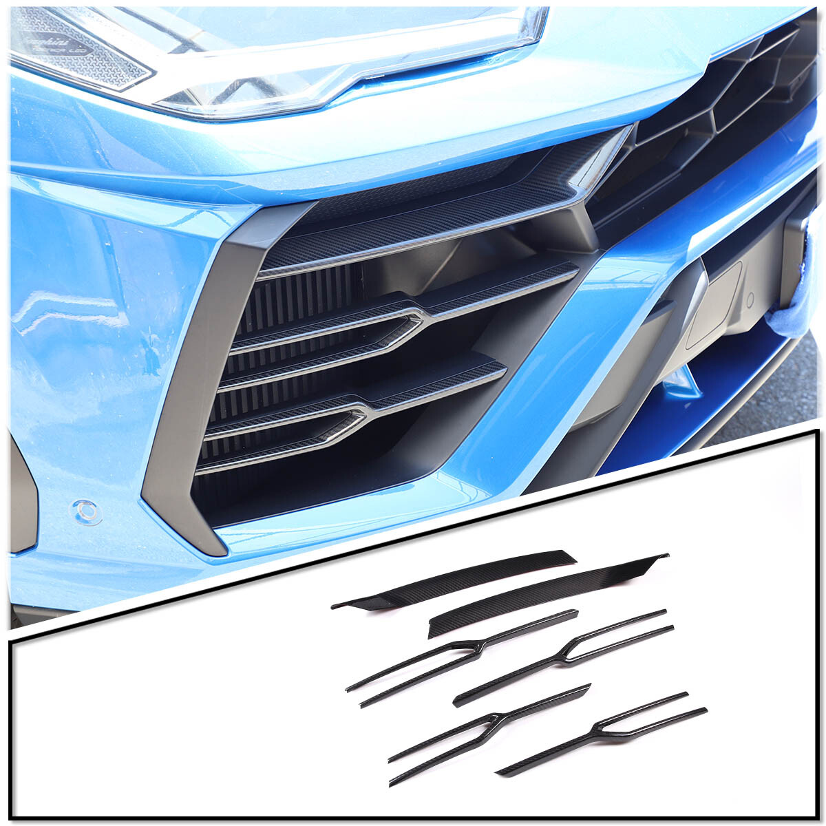 Real Carbon Fiber Car Front Bumper Side Strip Trim For Lamborghini URUS 2018-23