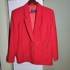 Vintage Bay Club Tailored Wool Blazer Jacket Red Single Breasted Medium Large 12