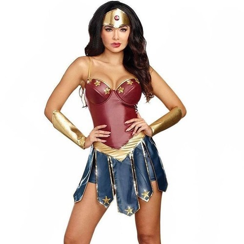 Costume Wonder Woman cosplay carnevale adulti Diana abito completo vestito  pelle | eBay
