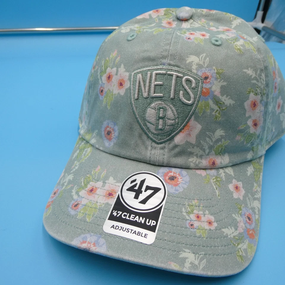 Brooklyn Nets Hat Mens Strap '47 Brand Green Floral Cap Basketball NBA Team New - Image 3 of 4