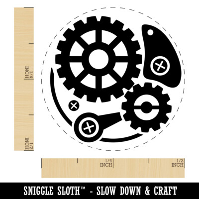 Steampunk Clockwork Watch Gears Self-Inking Rubber Stamp Ink Stamper