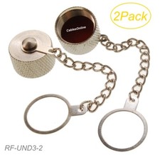 2-Pack Protective Metal Covers w/Chains for UHF SO-239 and N-Type Jacks