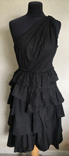 Anthropologie one shoulder frill dress party size 2 (XS) black