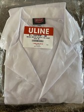 New RED KAP SOLID WHITE V-NECK LONG SLEEVE BUTTON FRnt LAB COAT SZ 42REG