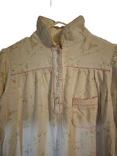 Vtg Vandemere Nightgown Womens M White Cotton Floral Long Sleeve Pullover Tunic
