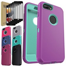 For iPhone 8/8+/8 Plus Phone Case Rugged Heavy Duty Cover / Screen Protector