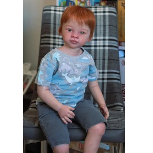 30" Realistic Reborn Baby Doll Toddler Boy Cloth Body Rooted Short Red Hair Gift - Picture 1 of 5