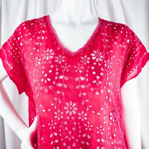 JOHNNY WAS New Pink Floral Cupro Rayon Women Bohemian Blouse Top Size XL - Picture 2 of 12