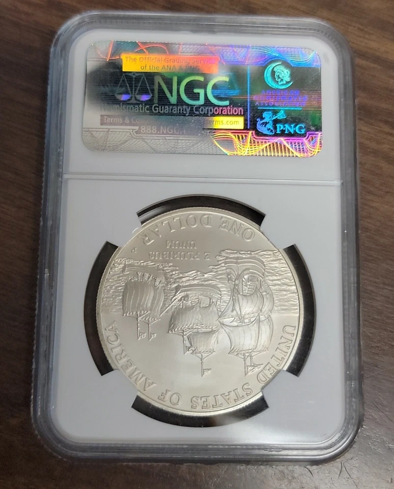 2007 P Jamestown 400th Anniversary Commemorative Unc. Silver Dollar - NGC MS70 - Image 2 of 4