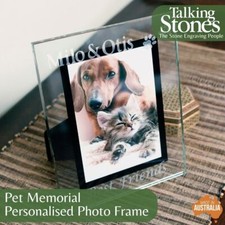 Glass Photo Frame - Personalised Engraved name ,birthday day etc - Pet Memorial