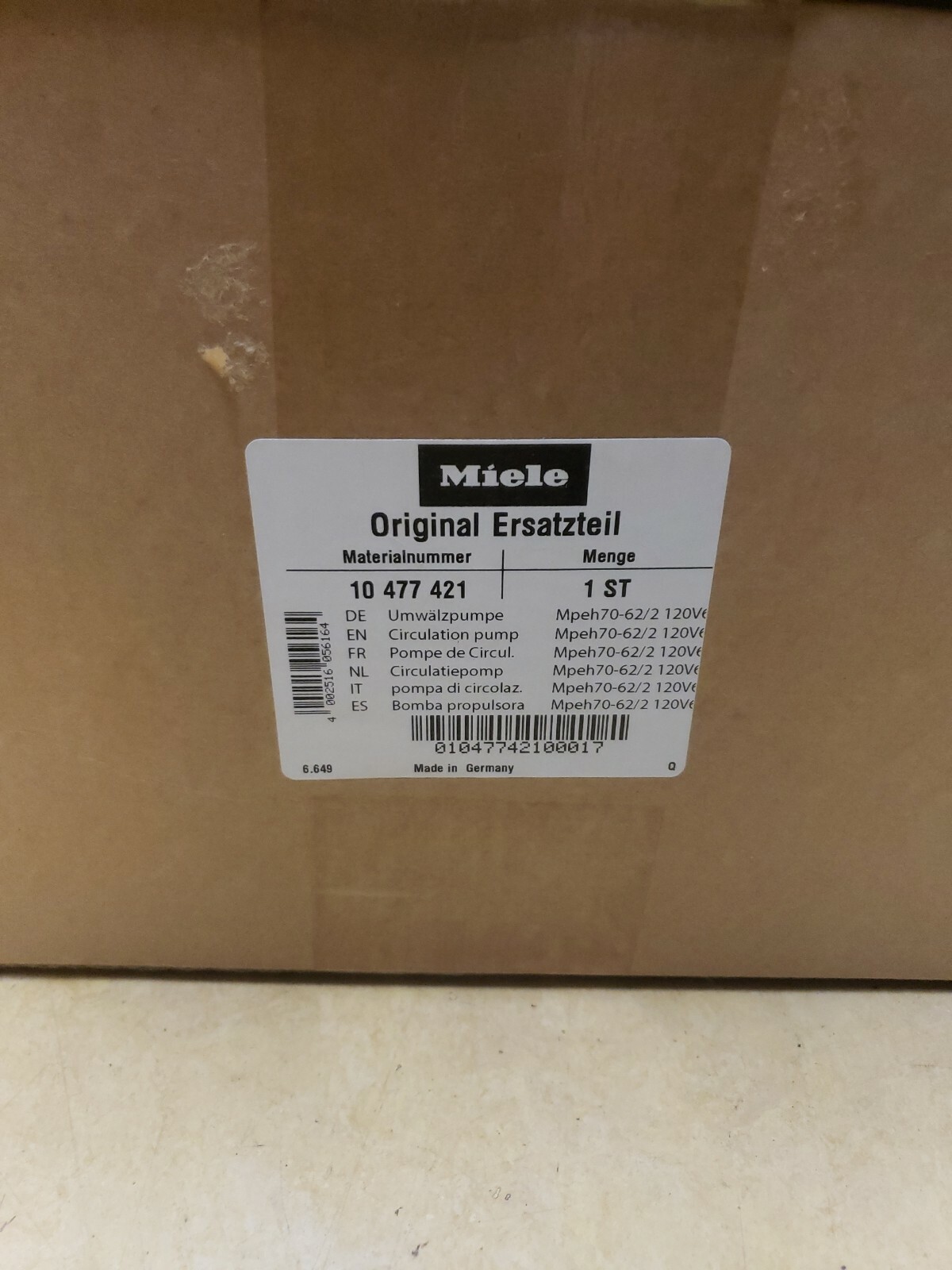 10477421 Miele dishwasher circulation pump eBay