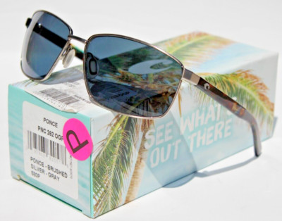 COSTA DEL MAR Ponce POLARIZED Sunglasses Brushed Silver/Gray 580P NEW
