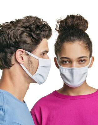 Hanes 100% Cotton Face Masks (5 Pack) - White (Washable Reusable)