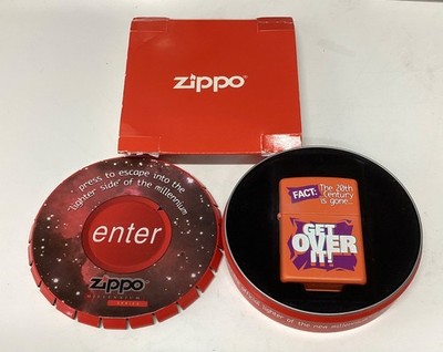ZIPPO 1998 MILLENNIUM SERIES GET OVER IT ORANGE MATTE LIGHTER SEALED IN BOX #324