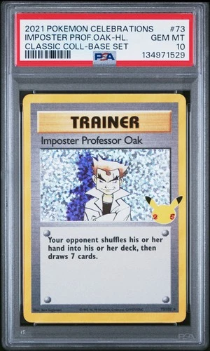 2021 POKEMON CELEBRATIONS CLASSIC COLL #73 IMPOSTER PROFESSOR OAK-HOLO PSA 10