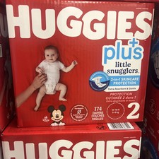 Huggies Little Snugglers Plus Diapers - White, 174 Count, Size 2